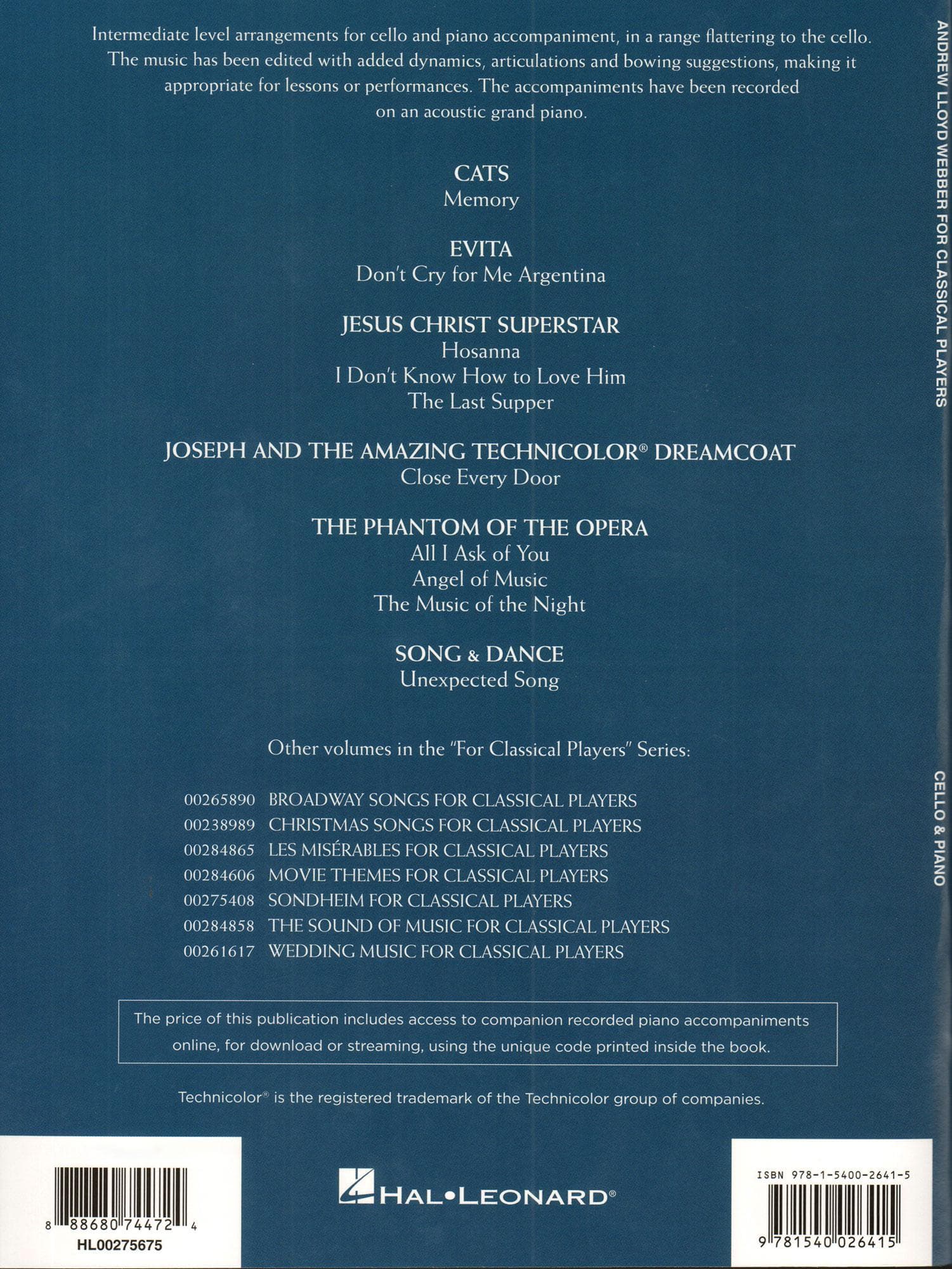 Andrew Lloyd Webber for Classical Players - Cello and Piano - with Online Audio Accompaniment/Sheet Music - Hal Leonard - Image 4