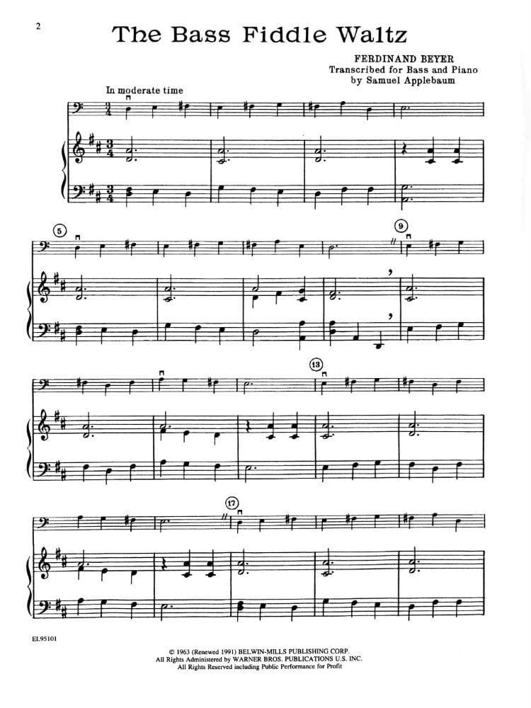 Applebaum, Samuel - String Festival Solos - Volume 1 Piano Accompaniment for Double Bass - Belwin/Mills Publication - Image 3