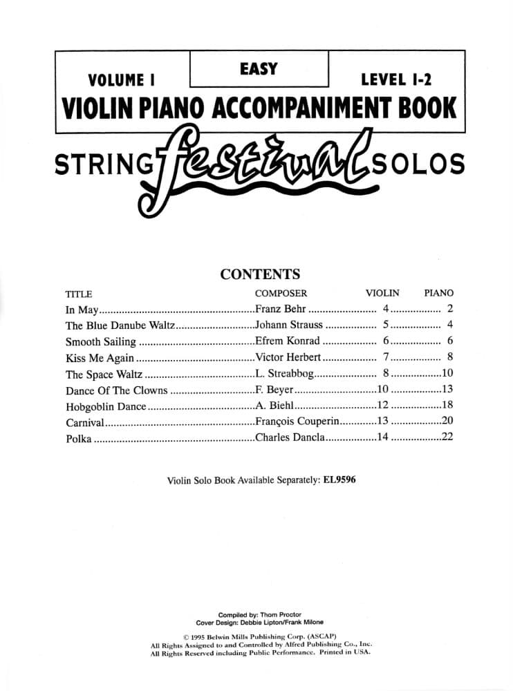 Applebaum, Samuel - String Festival Solos - Volume 1 Piano Accompaniment for Violin - Belwin/Mills Publication - Image 2