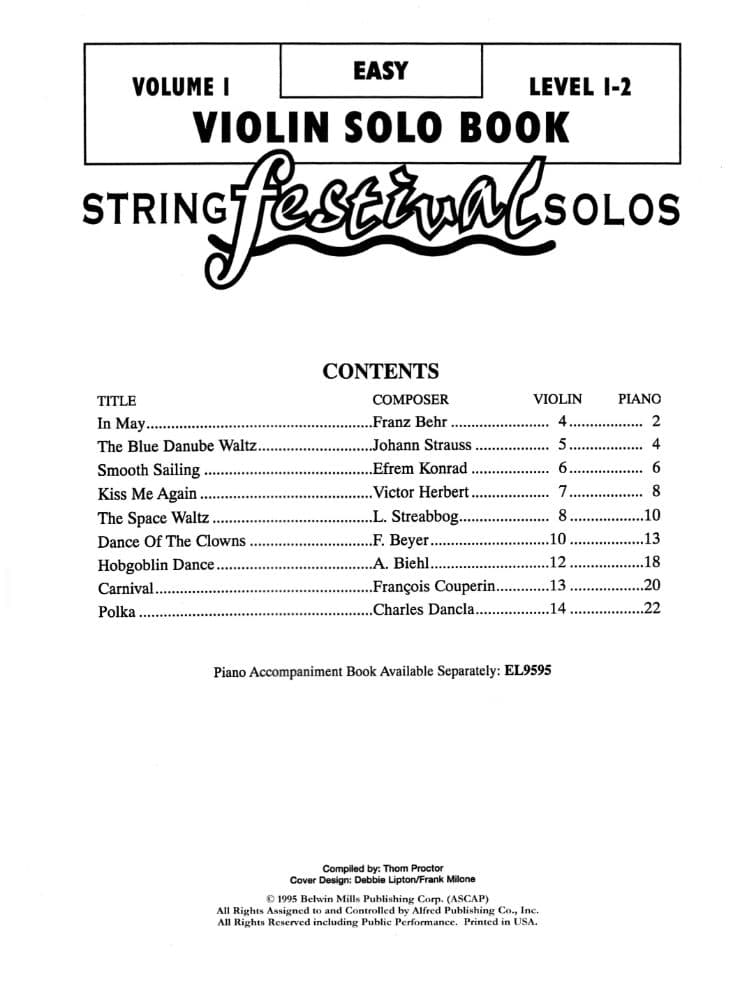 Applebaum, Samuel - String Festival Solos - Volume 1 for Violin - Belwin/Mills Publication - Image 2