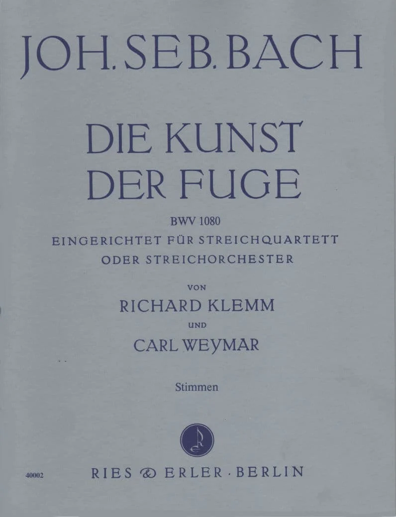Bach, JS - Art of The Fugue BWV 1080 - Set of Parts - Arranged by Klemm-Weymar - Fischer Edition