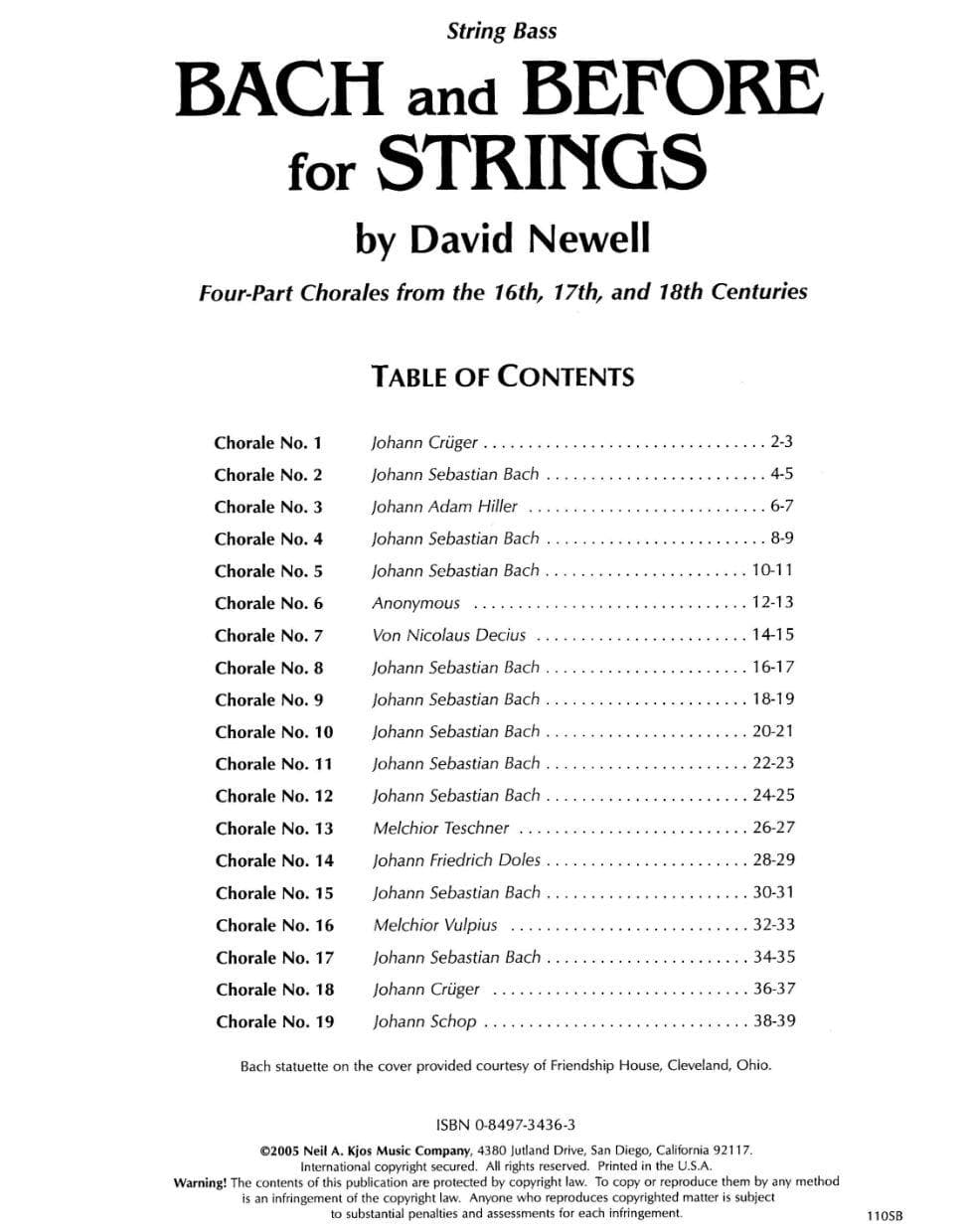 Newell, David - Bach & Before for Strings - Bass - Neil A Kjos Music Co - Image 2