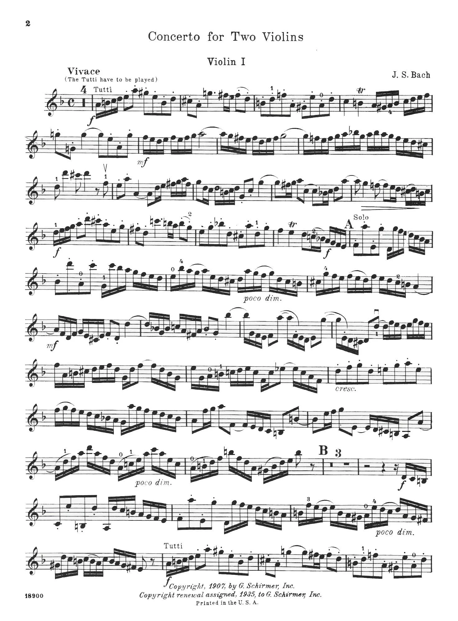 Bach, JS - Double Concerto in d minor, BWV 1043 - Two Violins and Piano - edited by Herrmann - Schirmer Edition - Image 2