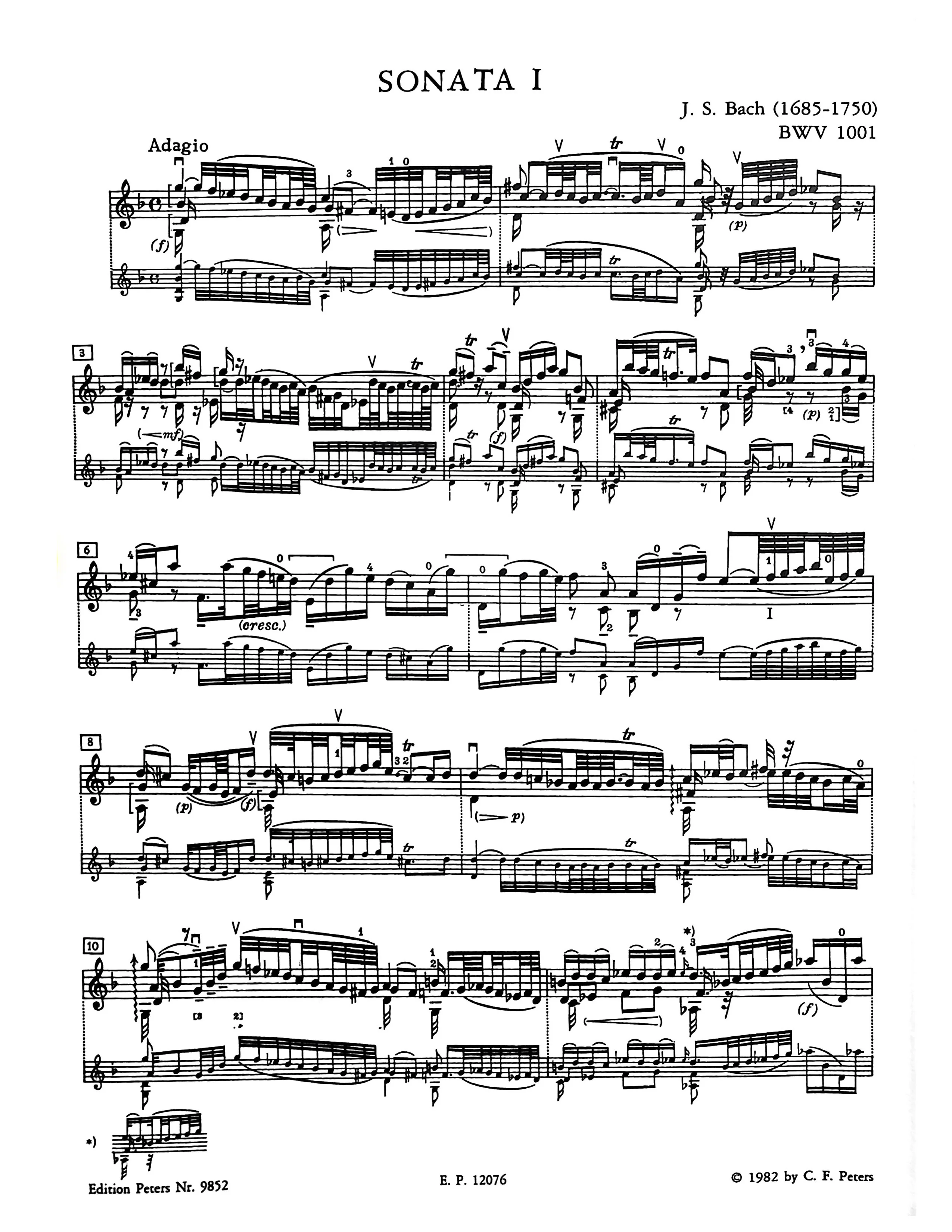 Bach, JS - 6 Sonatas and Partitas with Urtext, BWV 1001-1006 - Solo Violin - edited by Max Rostal - Edition Peters - Image 4
