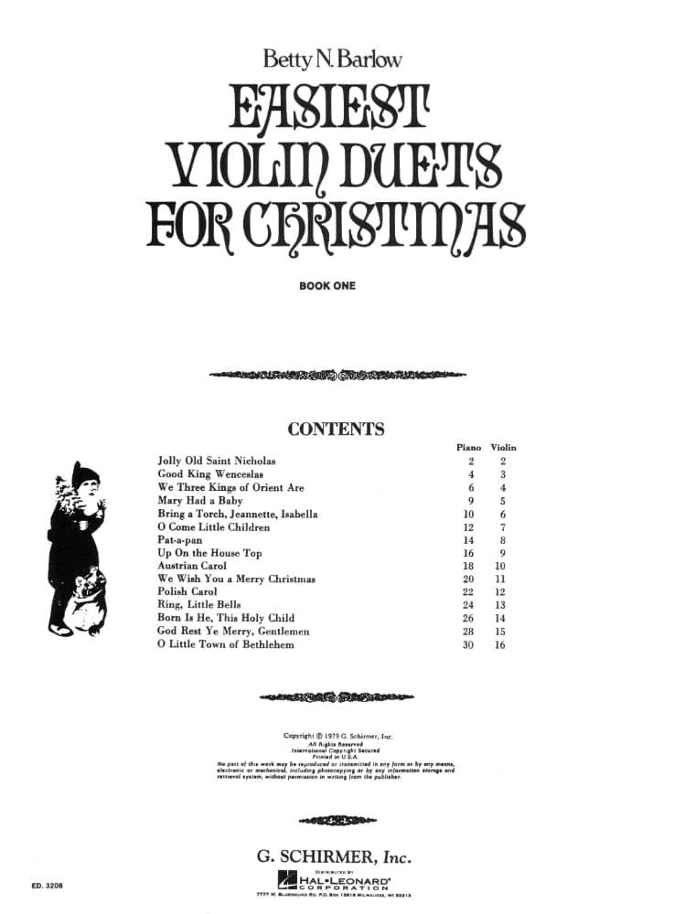 Barlow, Betty - Easiest Violin Duets for Christmas Book 1 with Piano Accompaniment - Schirmer Edition - Image 2