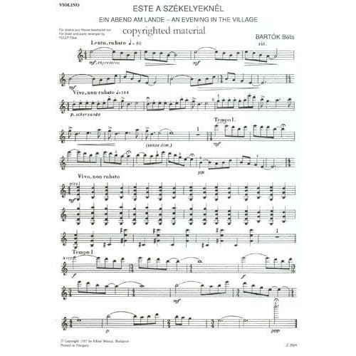 Bartok, Bela - An Evening In The Village for Violin and Piano - EMB Publication - Image 2