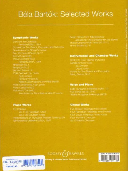 Bartók, Béla  - Violin Concerto No 2, Sz 117 - Violin and Piano - Boosey & Hawkes Edition - Image 3
