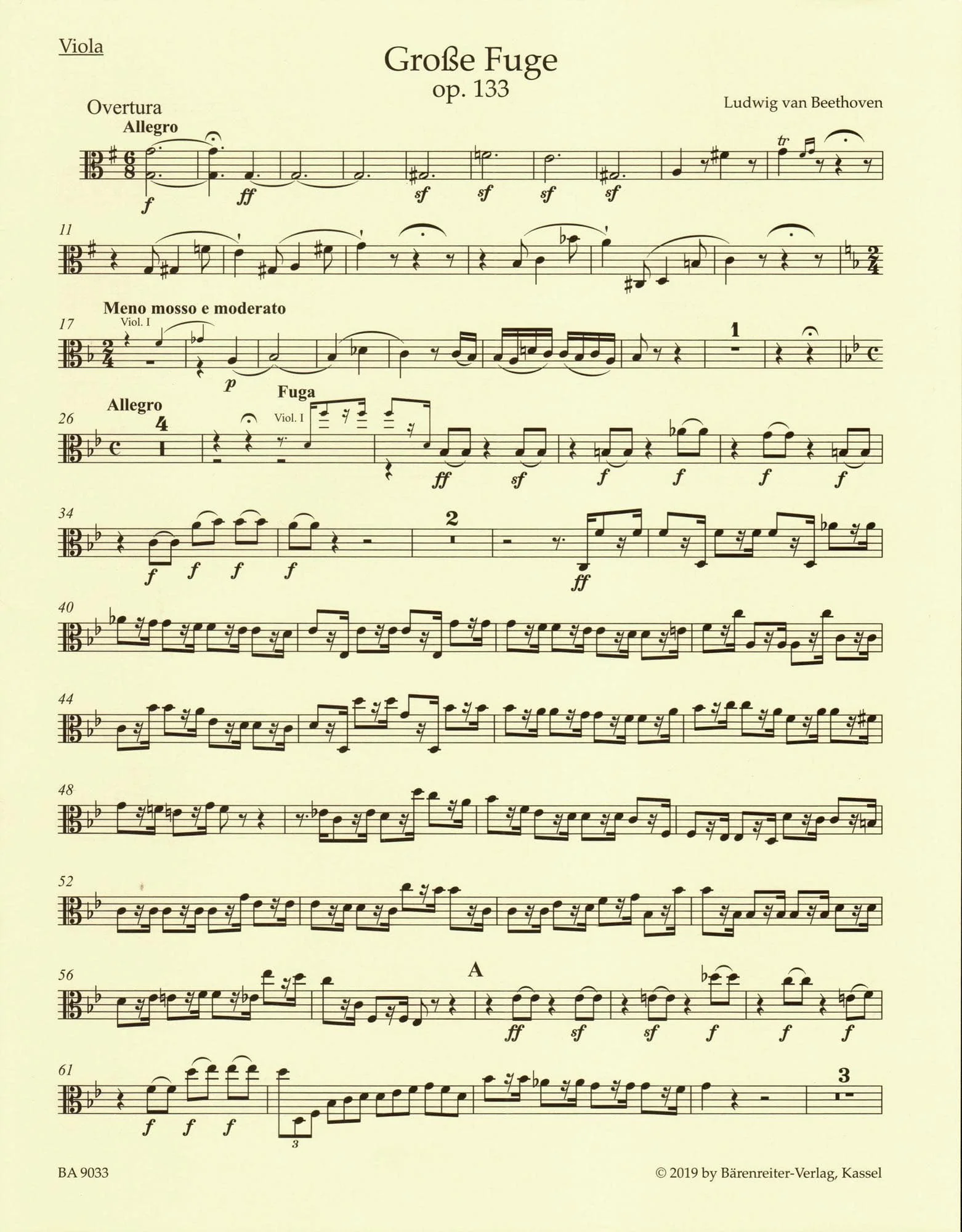 Beethoven, Ludwig - String Quartet "Grosse Fuge", Op 133 - Parts ONLY - edited by Jonathan Del Mar - Barenreiter URTEXT - Image 4