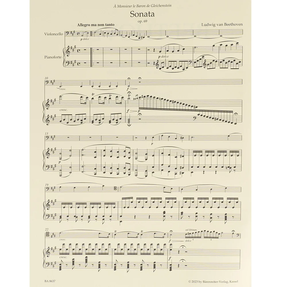 Beethoven, Ludwig van - Sonata for Pianoforte and Violoncello A major op. 69 - Image 2