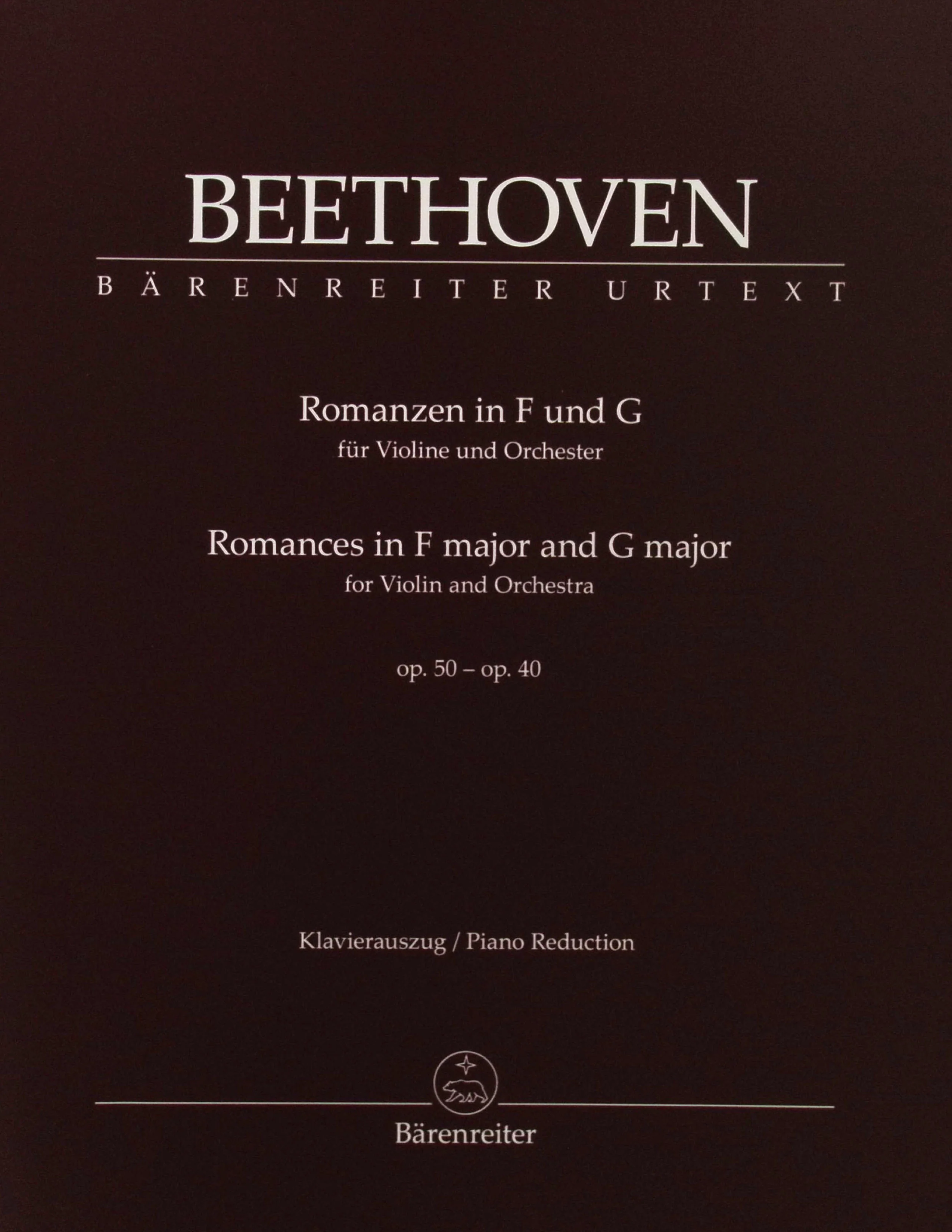 Beethoven, Ludwig - Romances in F major and G major for Violin and Orchestra Op 50 - Op 40 - edited by Detlef Hahn - Bärenreiter