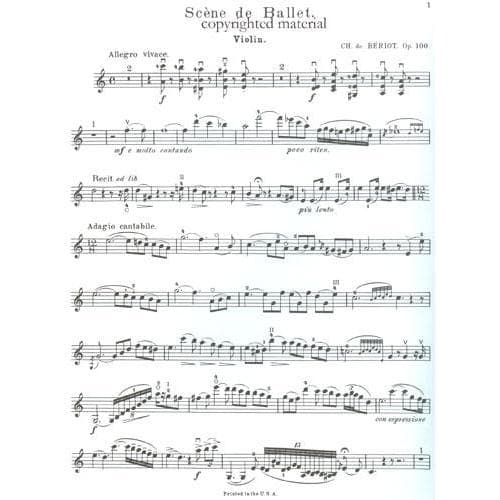 Beriot, Charles De - Scene De Ballet Op 100 for Violin and Piano - Schirmer Edition - Image 2