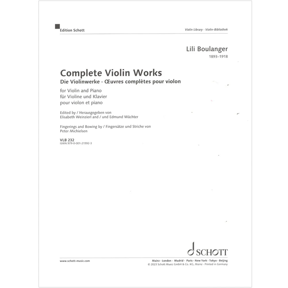 Boulanger, Lili - Complete Violin Works - Violin and Piano - Schott Edition - Image 2