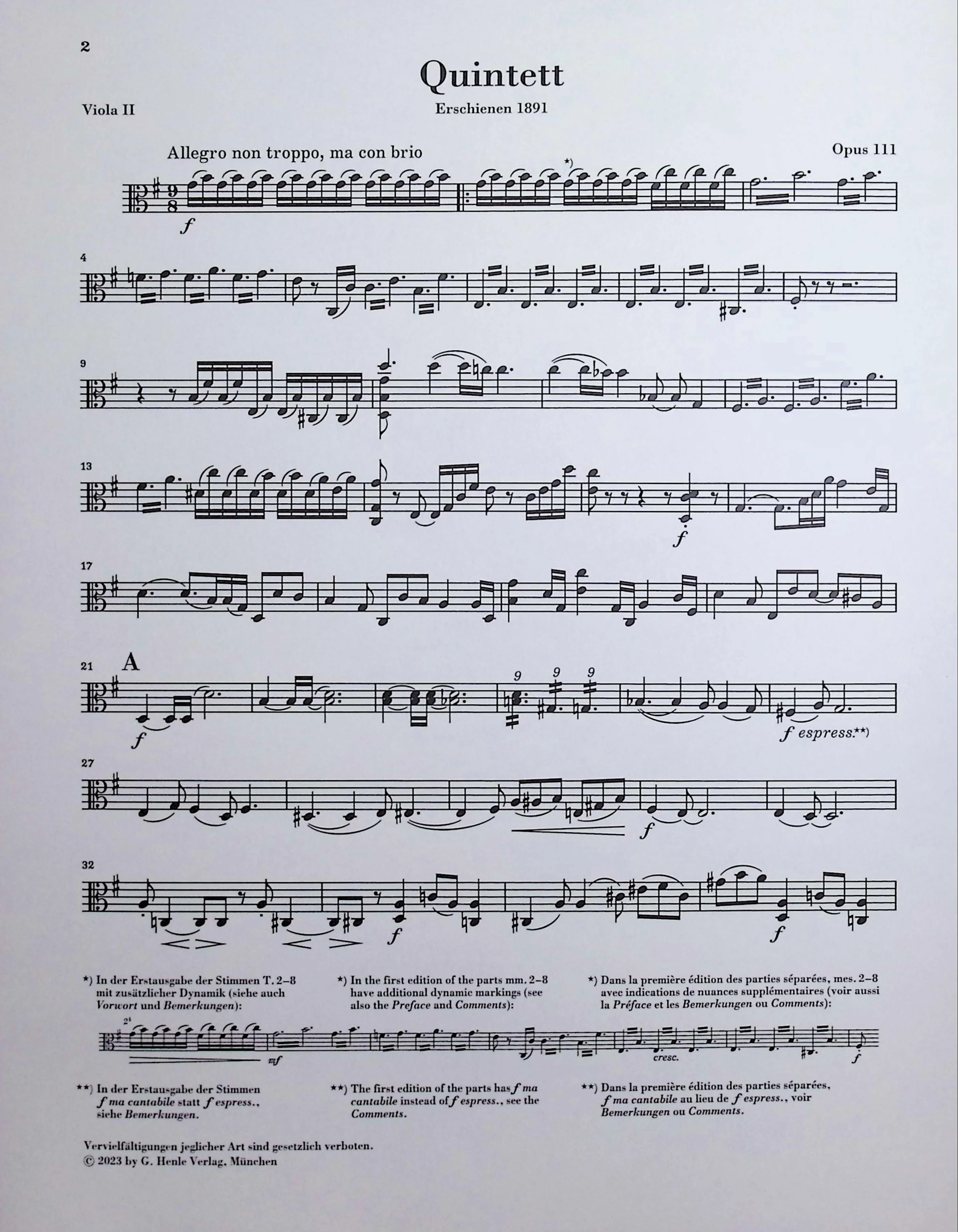 Brahms, Johannes - String Quintet no. 2 - Edited by Kirsch - G. Henle Verlag - Image 5