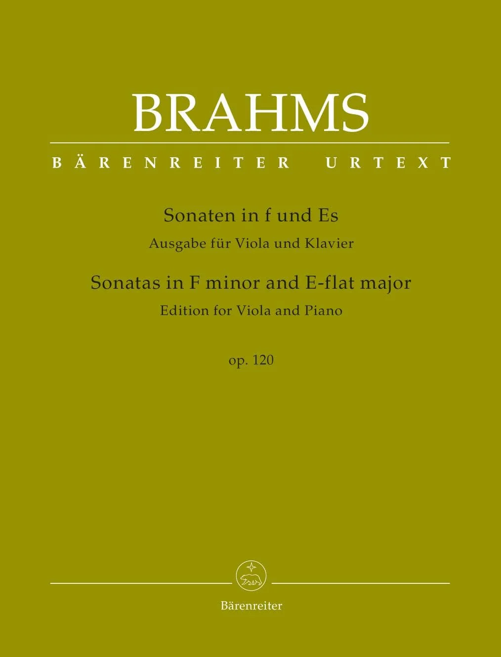 Brahms, Johannes - Sonatas in F Minor and E-flat Major, Op 120 - for Viola and Piano - edited by Clive Brown and Neal Peres Da Costa - Barenreiter URTEXT