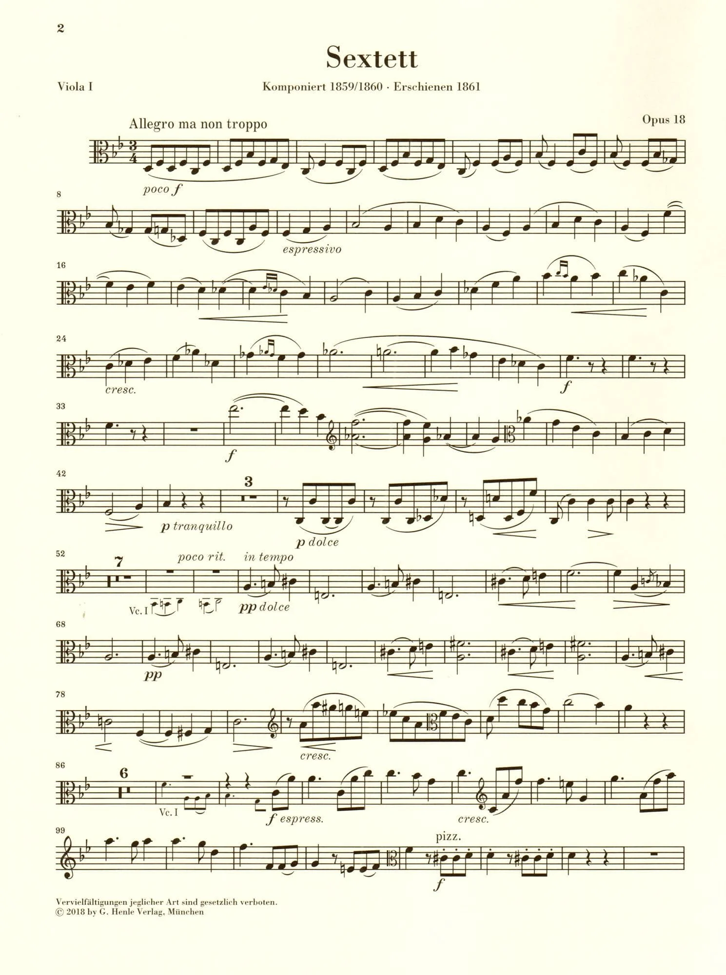 Brahms, Johannes - String Sextet No. 1 in B-flat Major, Op. 18 - URTEXT Published by G Henle Verlag - Image 4
