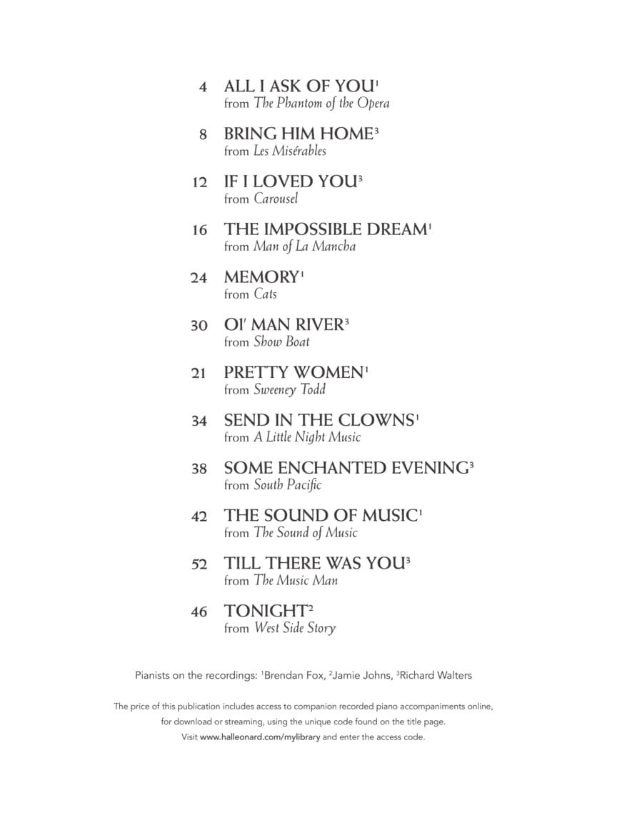 Broadway Songs for Classical Players: 12 Famous Melodies From The Stage - Cello and Piano - with Online Audio Accompaniment - Hal Leonard - Image 2