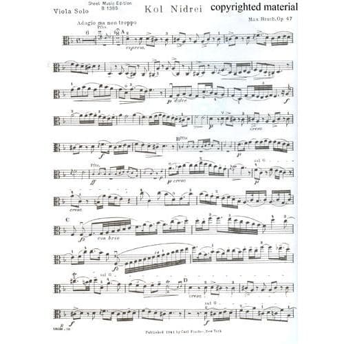 Bruch, Max - Kol Nidre Op 47 for Viola and Piano - Arranged by Lehmann - Fischer Edition - Image 2