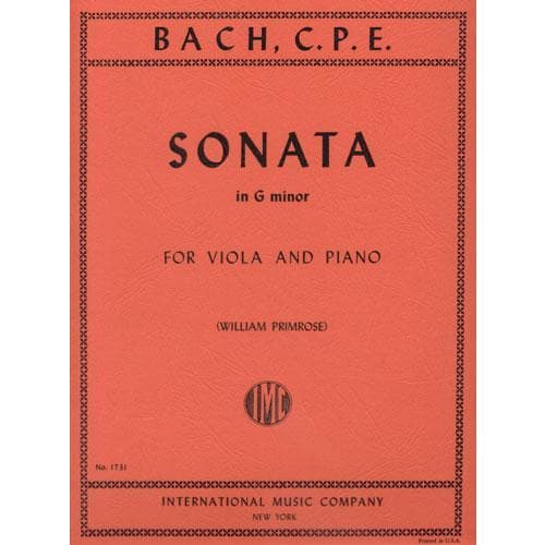 Bach, CPE - Sonata in g minor, H 510 for Viola and Piano - International Edition