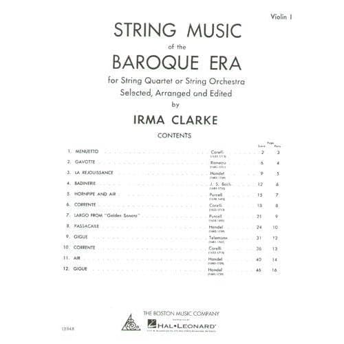 Clarke, Irma - String Music of The Baroque Era for String Quartet or String Orchestra - Boston Music Company Publication - Image 2