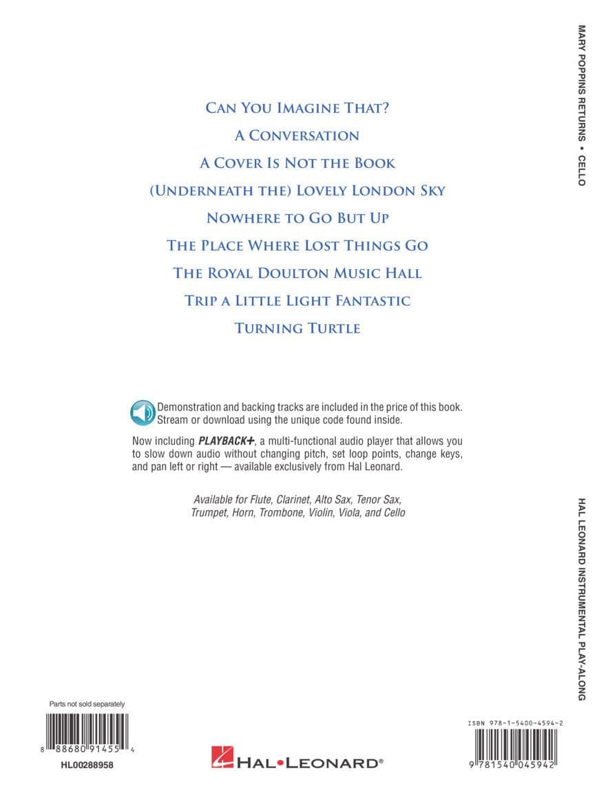 Mary Poppins Returns - for Cello with Audio Accompaniment - Hal Leonard Instrumental Play-Along - Image 3
