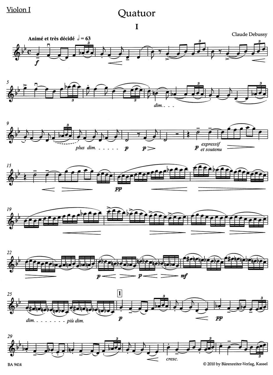 Debussy, Claude - String Quartet in G Minor, Op 10 - edited by Douglas Woodfull-Harris - Bärenreiter - Image 2