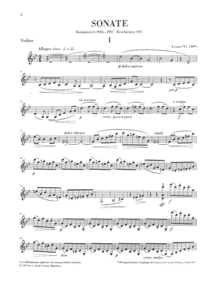 Debussy, Claude - Sonata in G Minor for Violin and Piano - edited by Kurt Gunter - G Henle Verlag URTEXT - Image 2