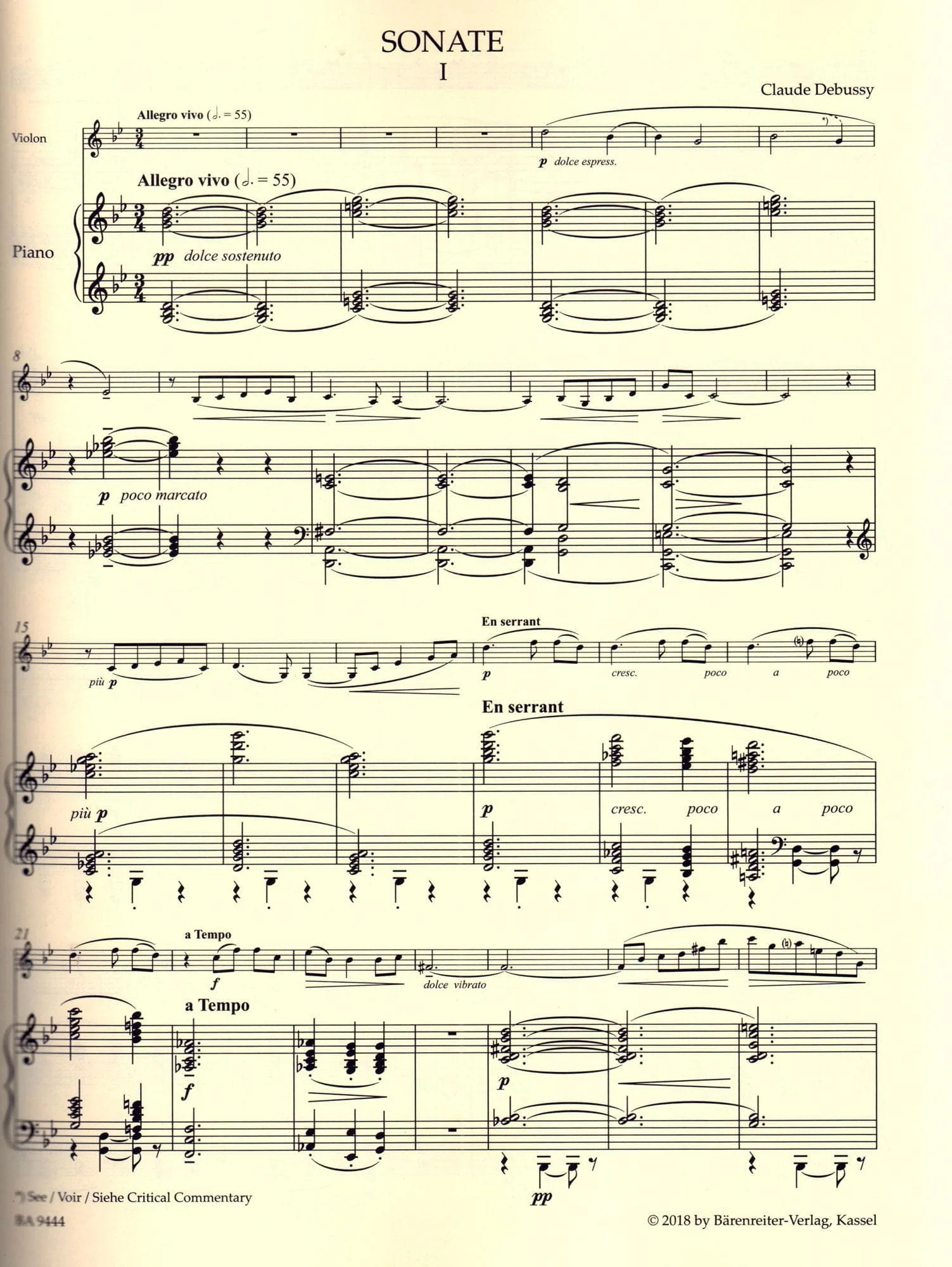Debussy, Claude - Works for Violin and Piano - Edited by Douglas Woodfull-Harris - Barenreiter Urtext - Image 5