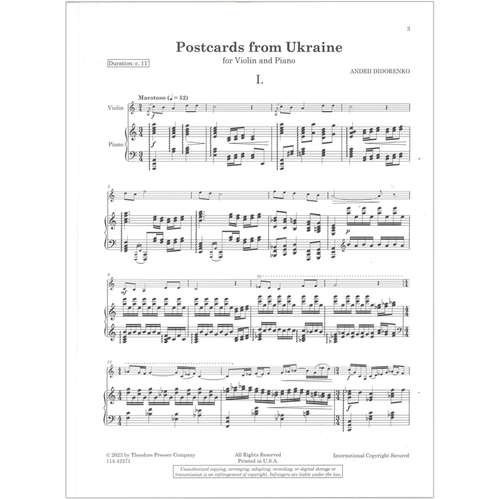 Didorenko, Andrii - Postcards from Ukraine - Violin and Piano - Presser - Image 2