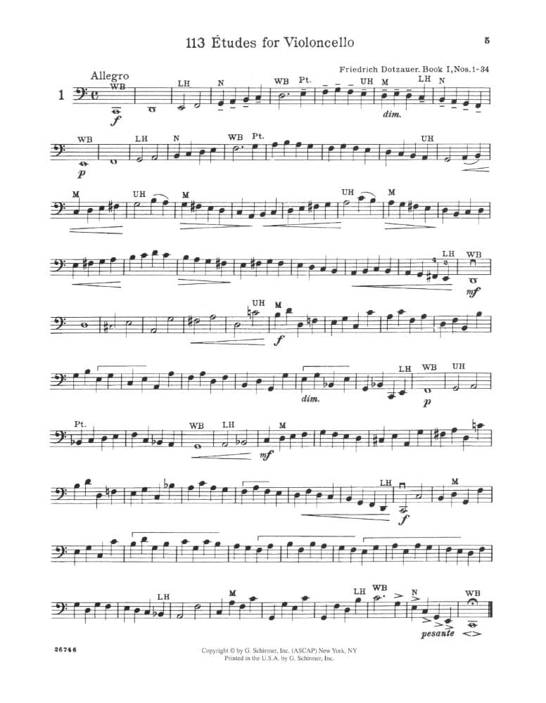 Dotzauer, J Friedrich - Exercises for Violoncello, Book 1 (Nos 1-34) - Cello solo - edited by Johannes Klingenberg - Schirmer Edition - Image 2