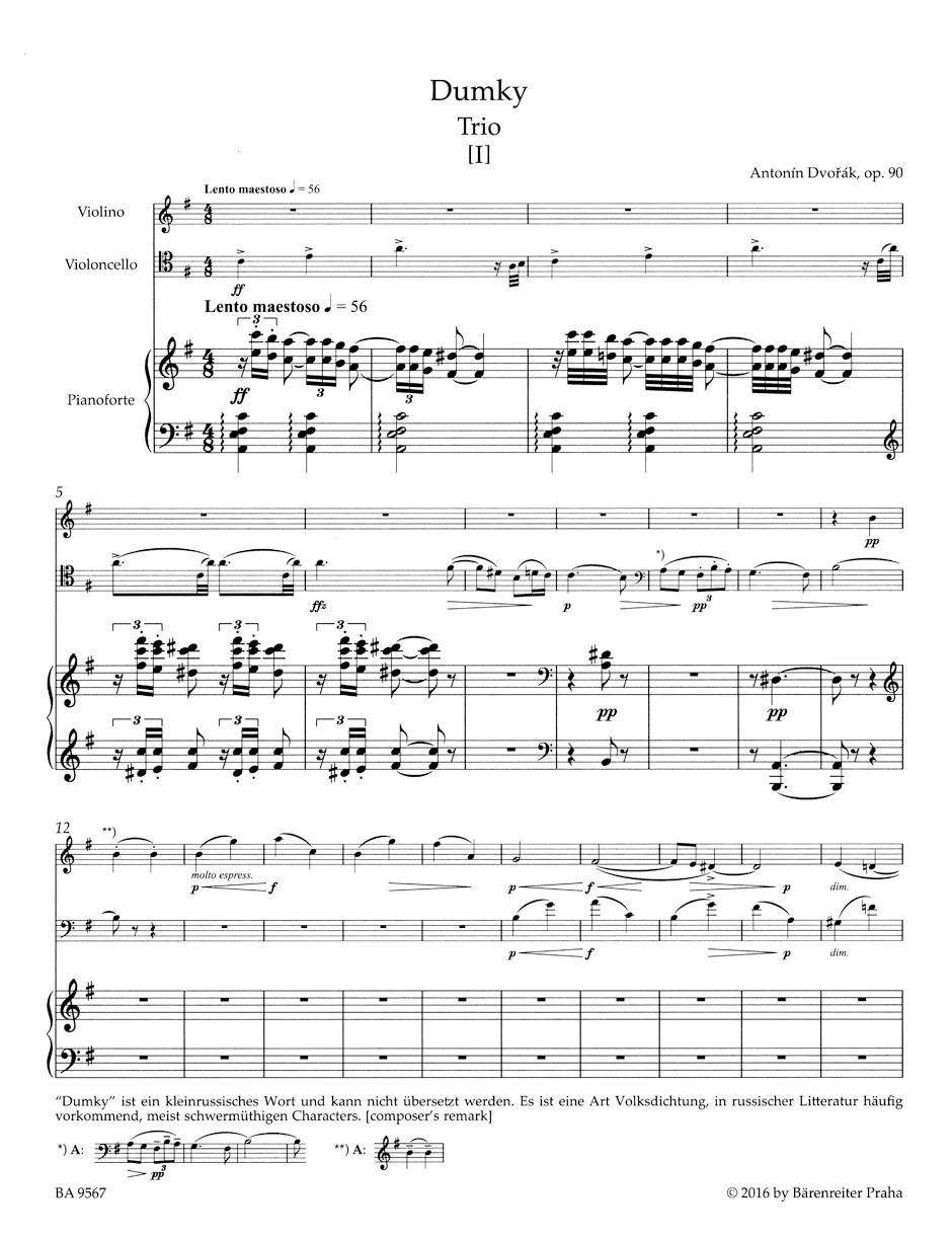 Dvorak - Dumky Op. 90, e minor for Vn, Clo, Pno - Image 3