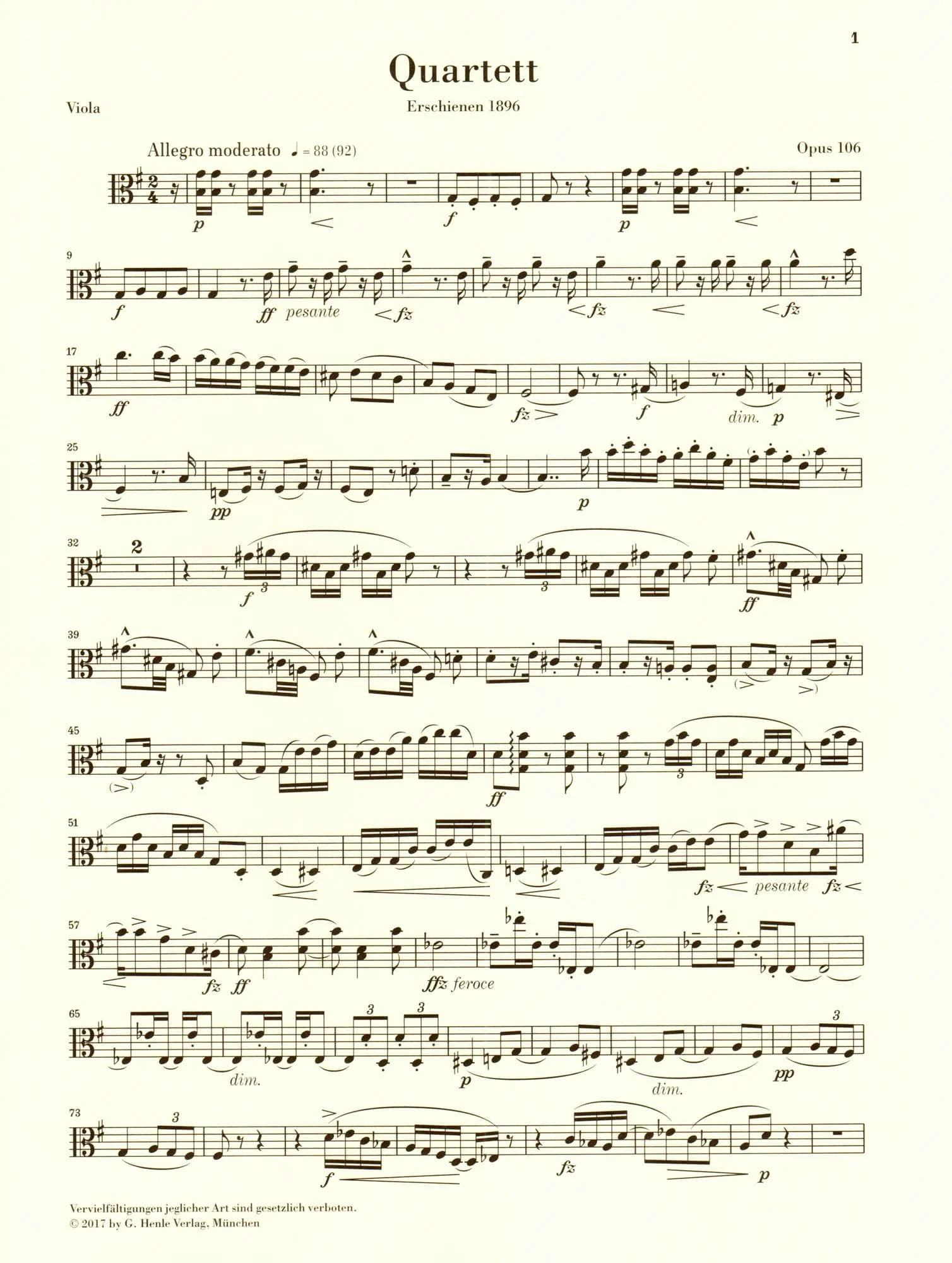 Dvorak, Antonin - String Quartet in G major - Opus 106 - Parts Only - Edited by Peter Jost - G Henle Verlag URTEXT - Image 4