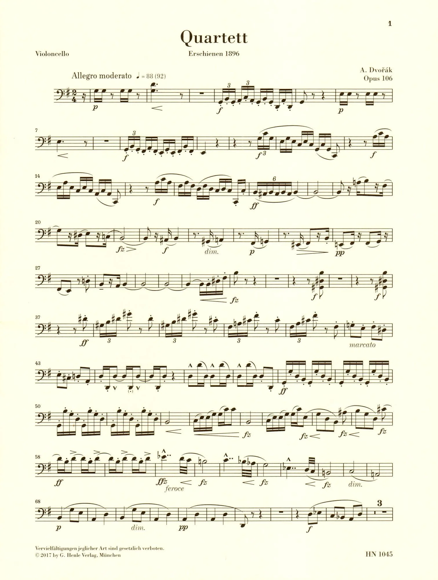 Dvorak, Antonin - String Quartet in G major - Opus 106 - Parts Only - Edited by Peter Jost - G Henle Verlag URTEXT - Image 5