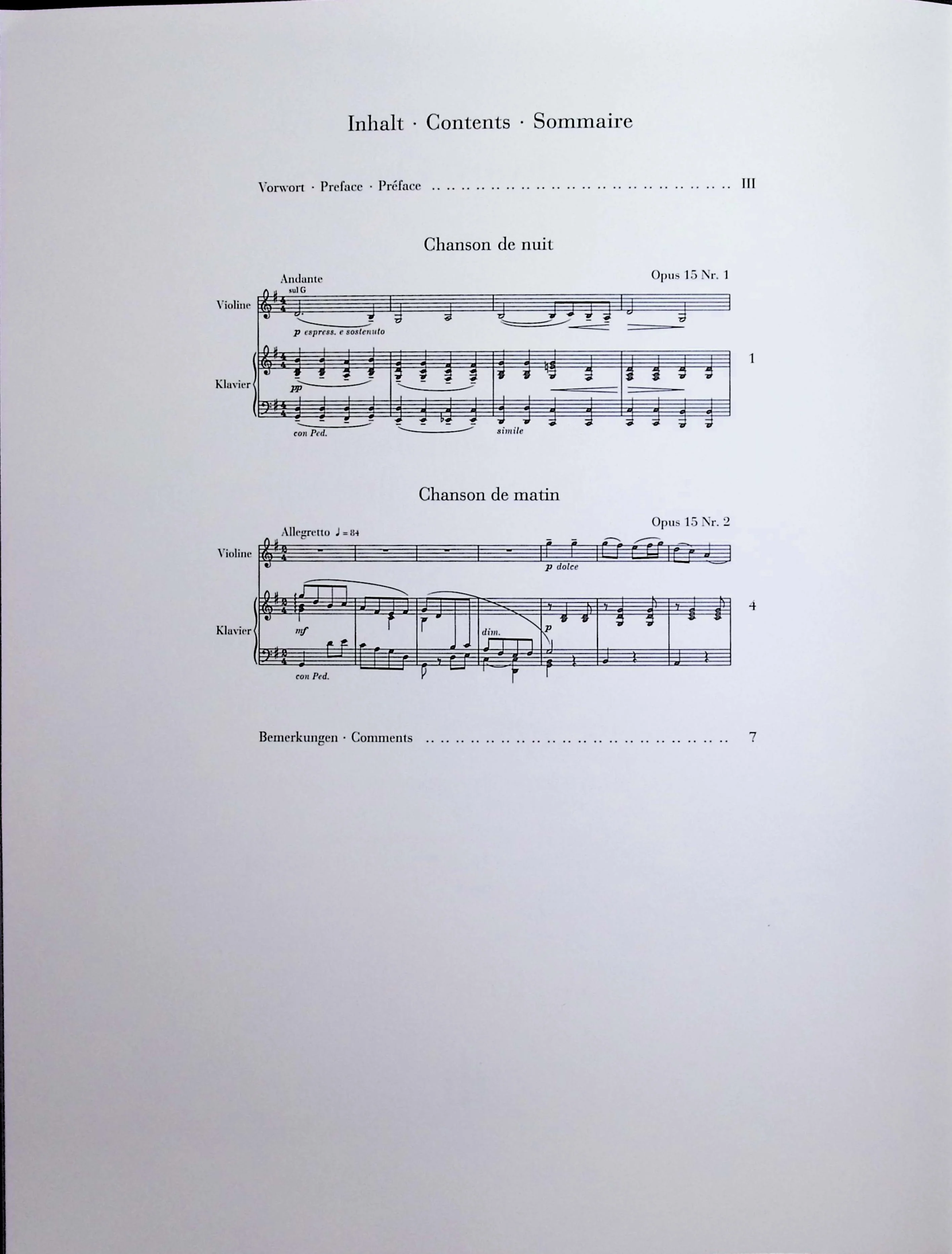 Elgar, Edward - Chanson de nuit and Chanson de matin op. 15 for Violin and Piano - Edited by Marshall-Luck - G. Henle Verlag - Image 2