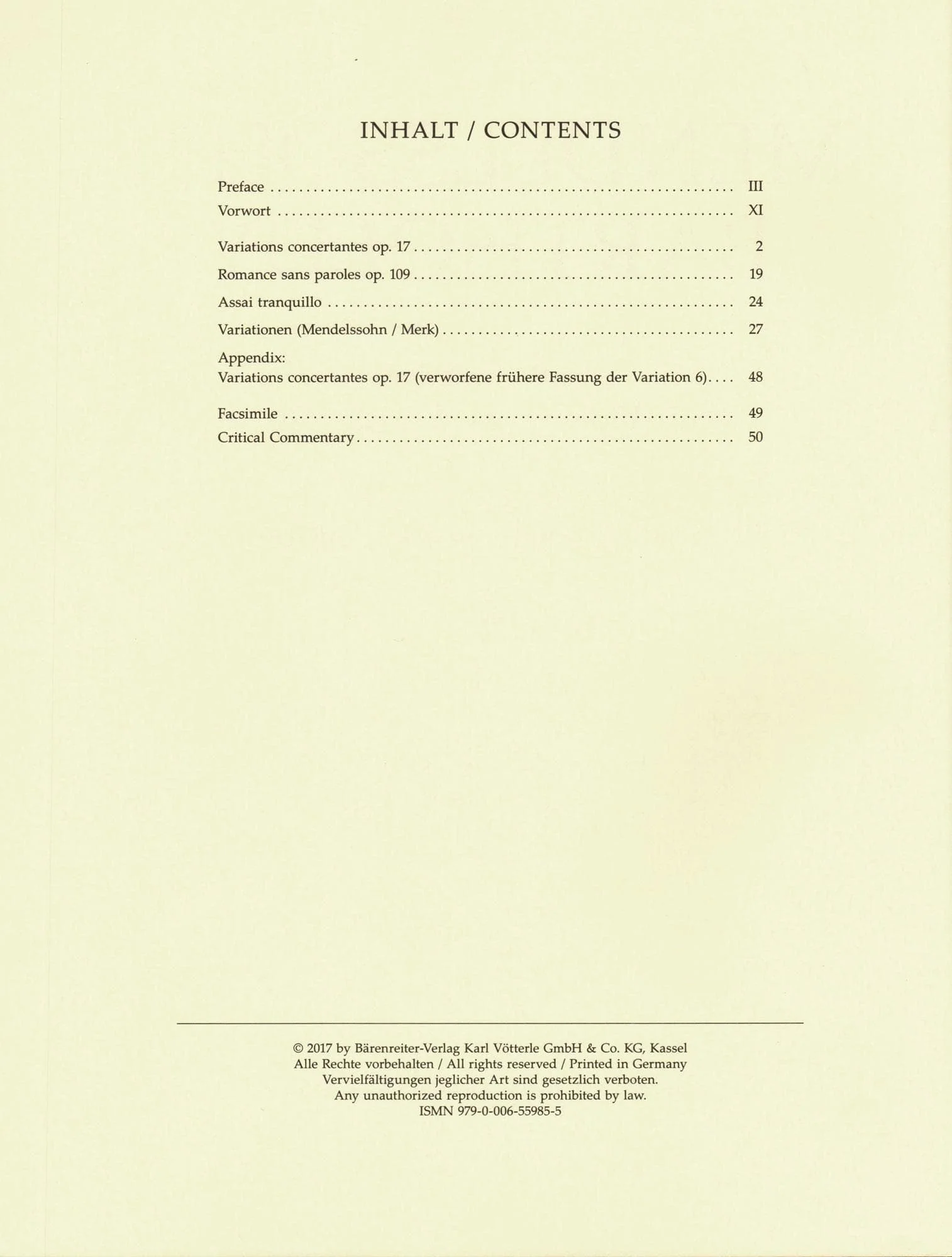 Mendelssohn, Felix - Complete Works, Volume 2 - Op. 17, Op. 109, Assai Tranquillo, Variationen - for Cello and Piano - Barenreiter URTEXT - Image 3