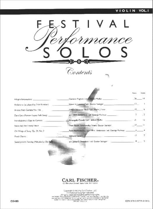 Festival Performance Solos, Volume 1 - Violin part - Carl Fischer Edition - Image 2
