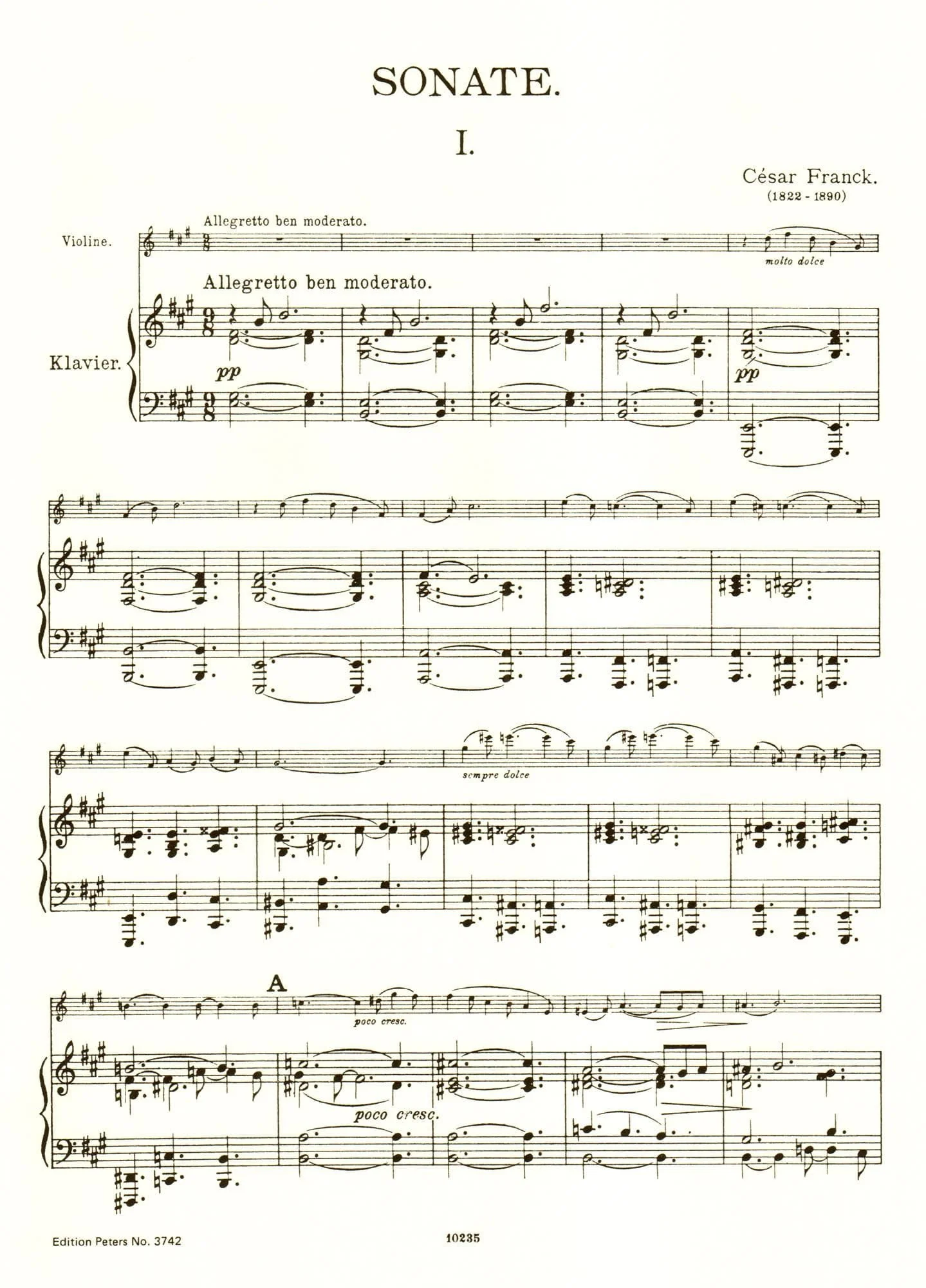 Franck, César - Sonata In A Major - Violin and Piano - edited by Maxim Jacobsen - Edition Peters - Image 3