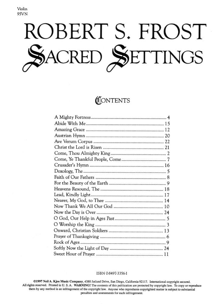 Frost, Robert S - Sacred Settings - Violin - Neil A Kjos Music Co - Image 2
