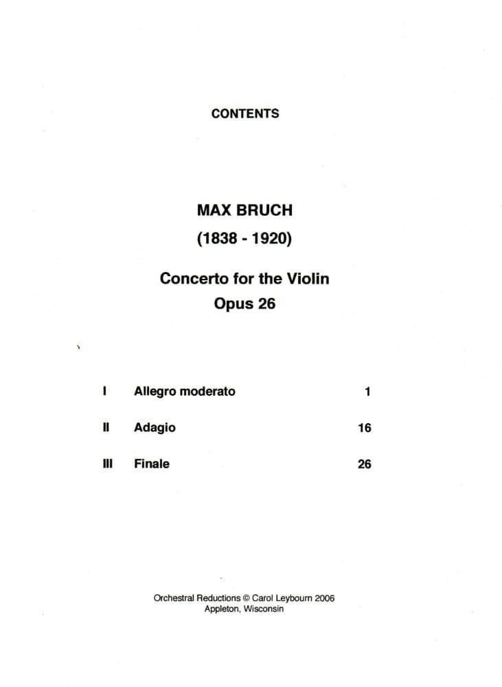 Bruch, Max - Violin Concerto No 1 in g minor, Op 26 - PIANO ACCOMPANIMENT ONLY - arranged by Carol Leybourn - Frustrated Accompanist Edition - Image 2