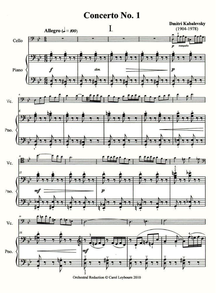Kabalevsky, Dmitry - Cello Concerto in G minor, Op 49 - PIANO ACCOMPANIMENT ONLY - arranged by Carol Leybourn - Frustrated Accompanist Edition - Image 3