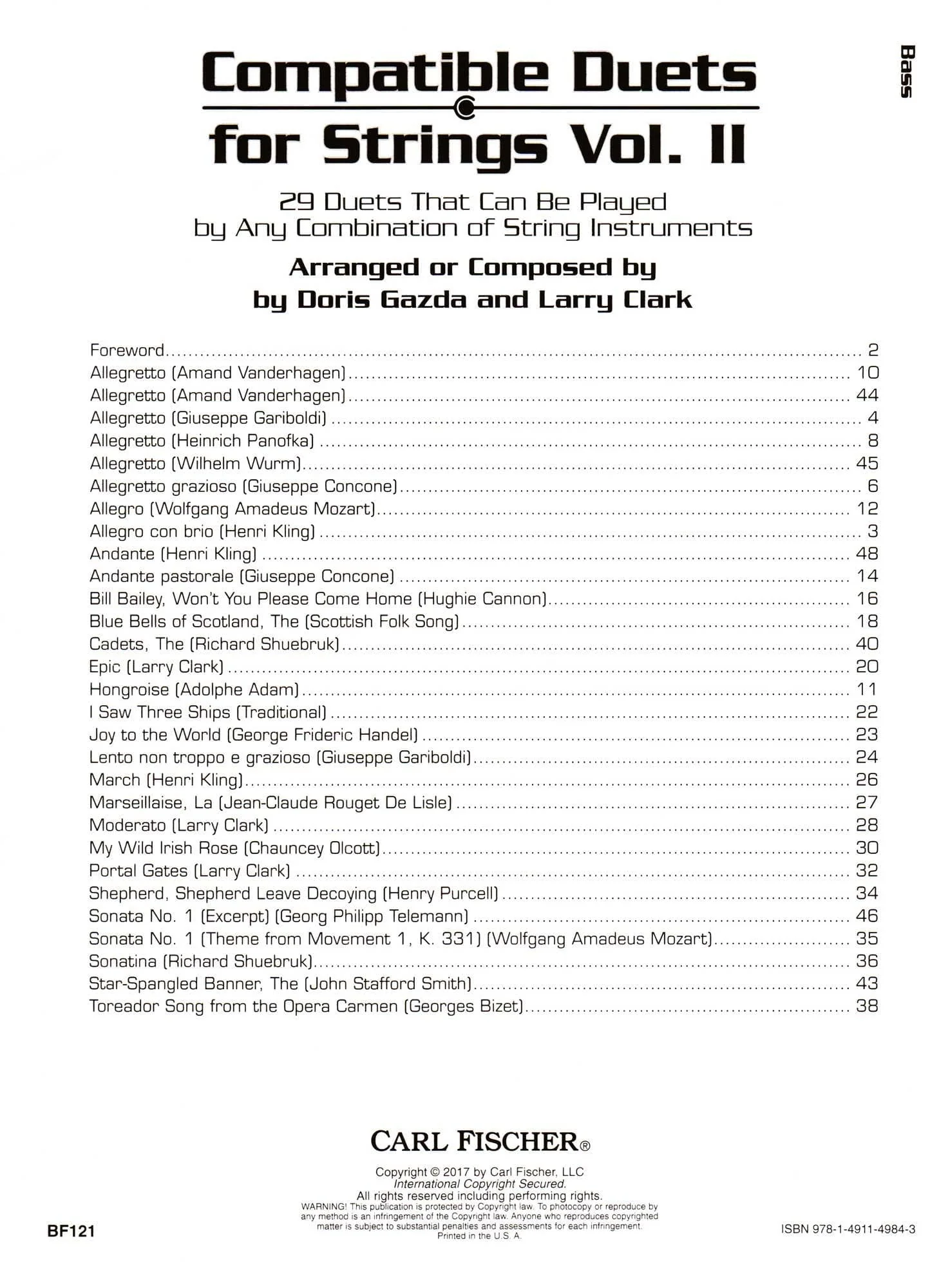 Gazda / Clark - Compatible Duets for Strings Volume II - Bass - Carl Fischer - Image 2