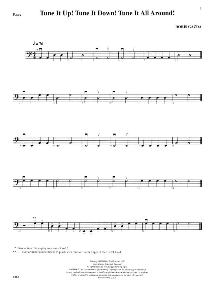 Gazda, Doris - String Town Tunes - Bass - Book/CD set - Carl Fischer Edition - Image 3