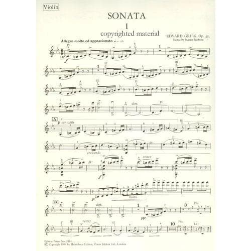 Grieg, Edvard - Sonata No 3 In c minor, Op 45 - Violin and Piano - edited by Yankelevich - Edition Peters - Image 2