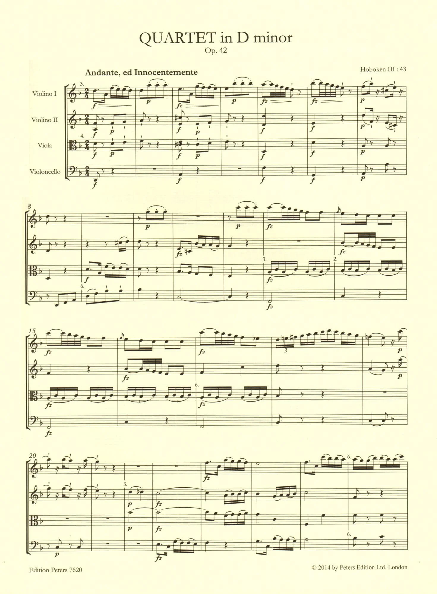 Haydn, Franz Joseph - 4 String Quartets, Op. 42, 77, 103 - Score and Parts - edited by Simon Rowland-Jones - Edition Peters URTEXT - Image 4