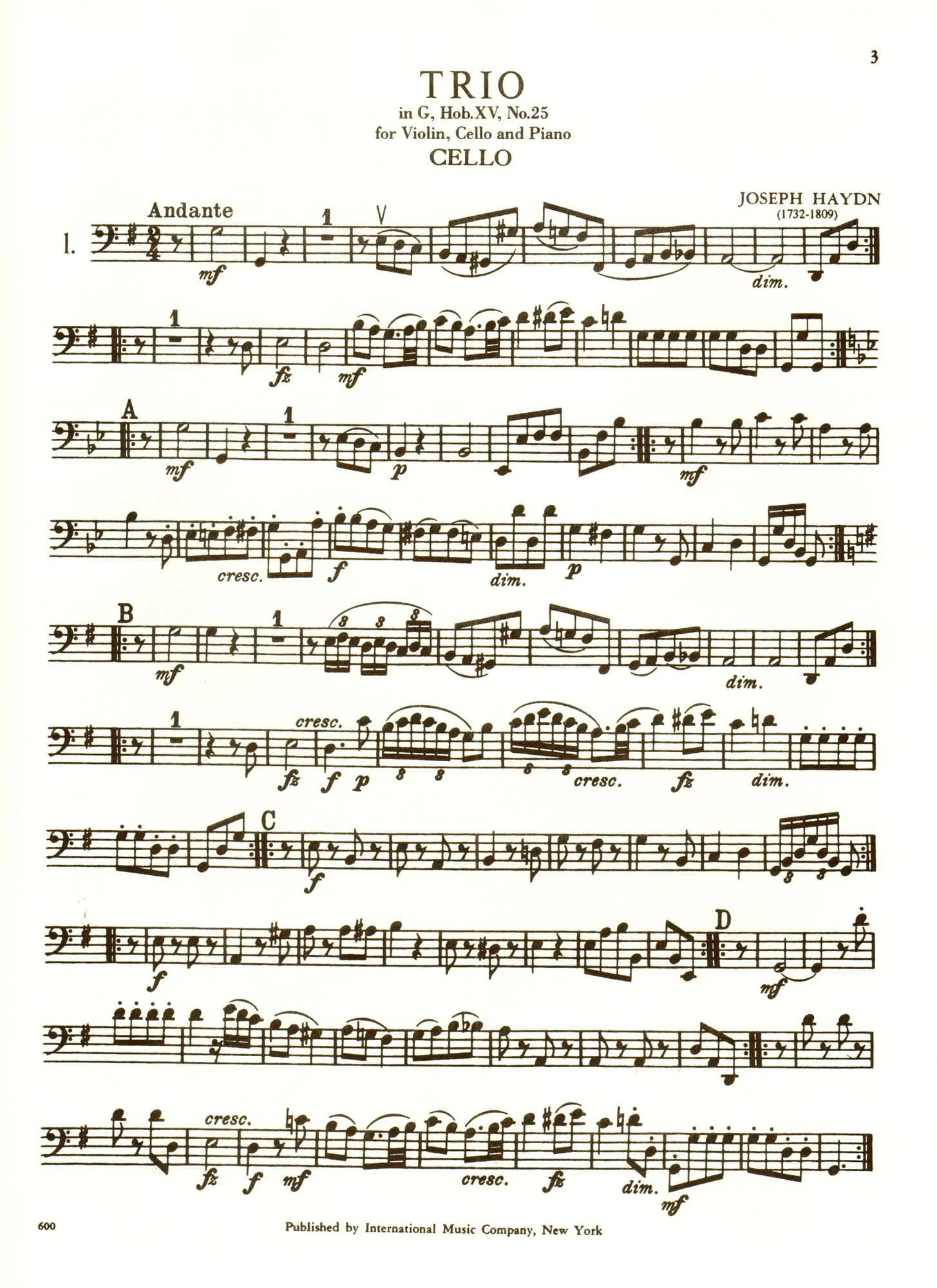 Haydn, Franz Joseph - Five Celebrated Piano Trios - Violin, Cello, and Piano - edited by Hermann - International Edition - Image 4