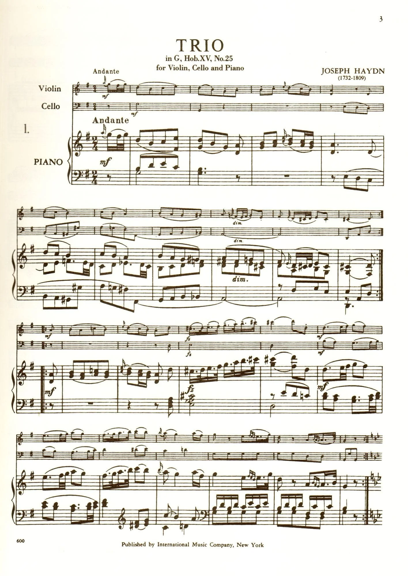 Haydn, Franz Joseph - Five Celebrated Piano Trios - Violin, Cello, and Piano - edited by Hermann - International Edition - Image 5