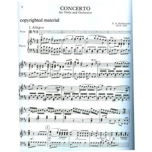 Hoffmeister, Franz Anton - Concerto in D Major - Viola and Piano - Kalmus Edition - Image 2