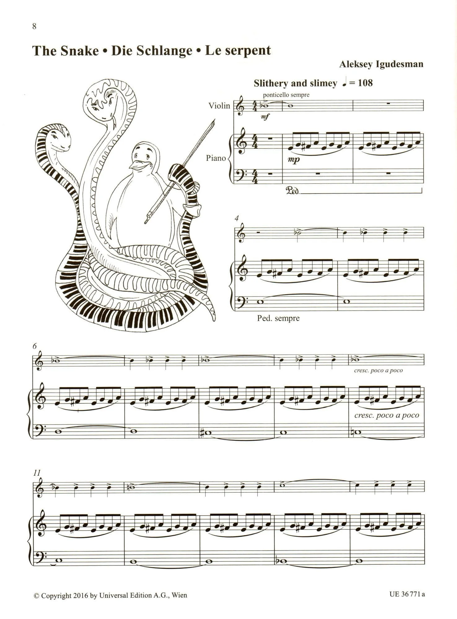Iguoesman, Aleksey - In the Zoo, Volume 1 - for Violin and Piano - Universal Edition - Image 4