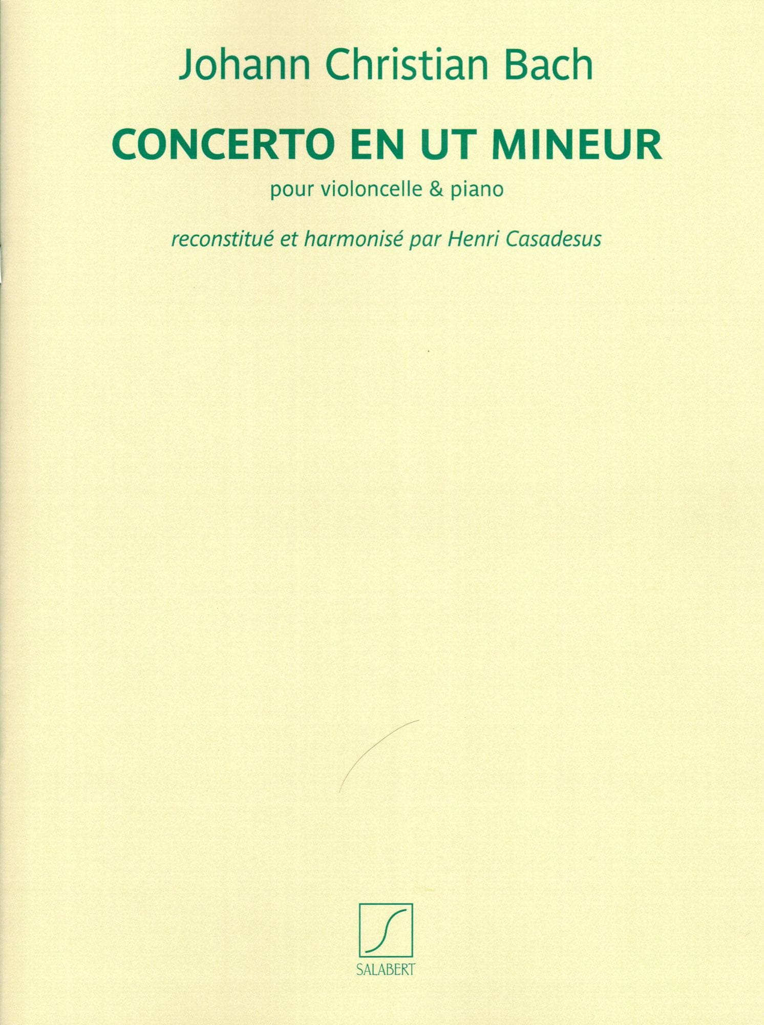 Bach, Johann Christian - Concerto in c minor - Cello and Piano - edited by Henri Casadesus and Maurice Maréchal - Editions Salabert