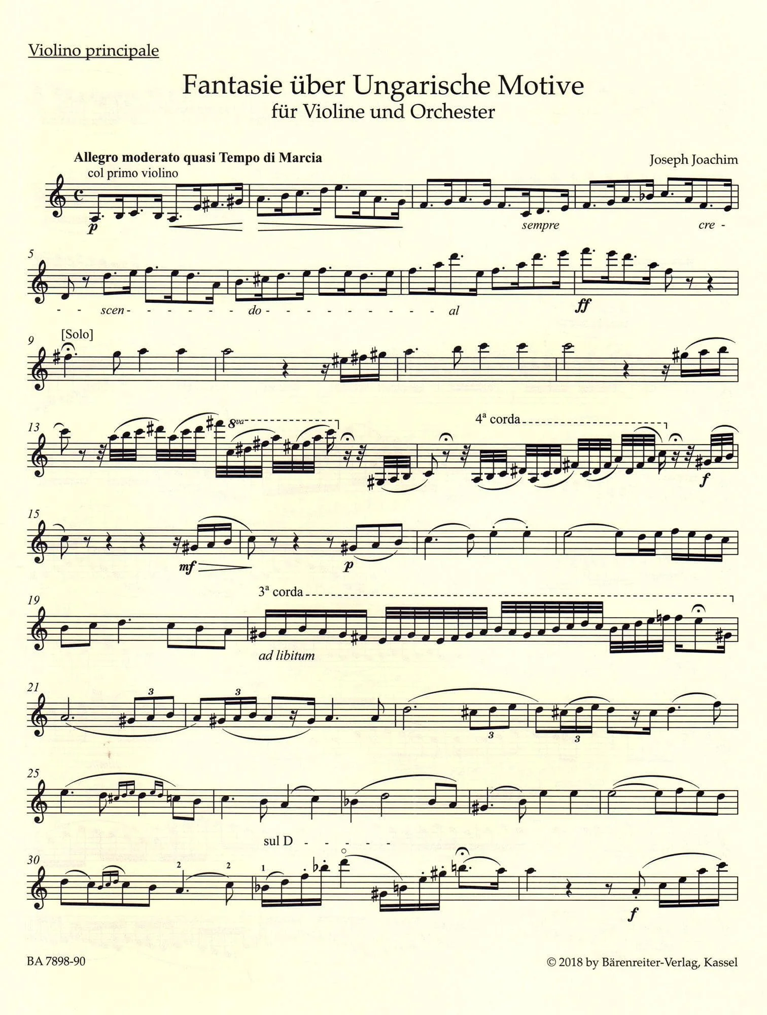 Joachim, Joseph - Two Fantasies for Violin and Piano - Barenreiter URTEXT Edition - Image 2
