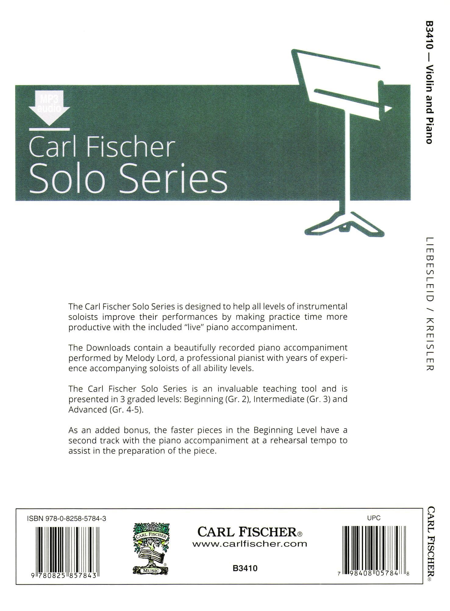 Kreisler, Fritz - Liebesleid - for Violin and Piano - includes Online Audio - Carl Fischer Edition - Image 4